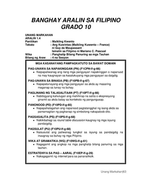 1.4 (Maikling Kuwento) .
